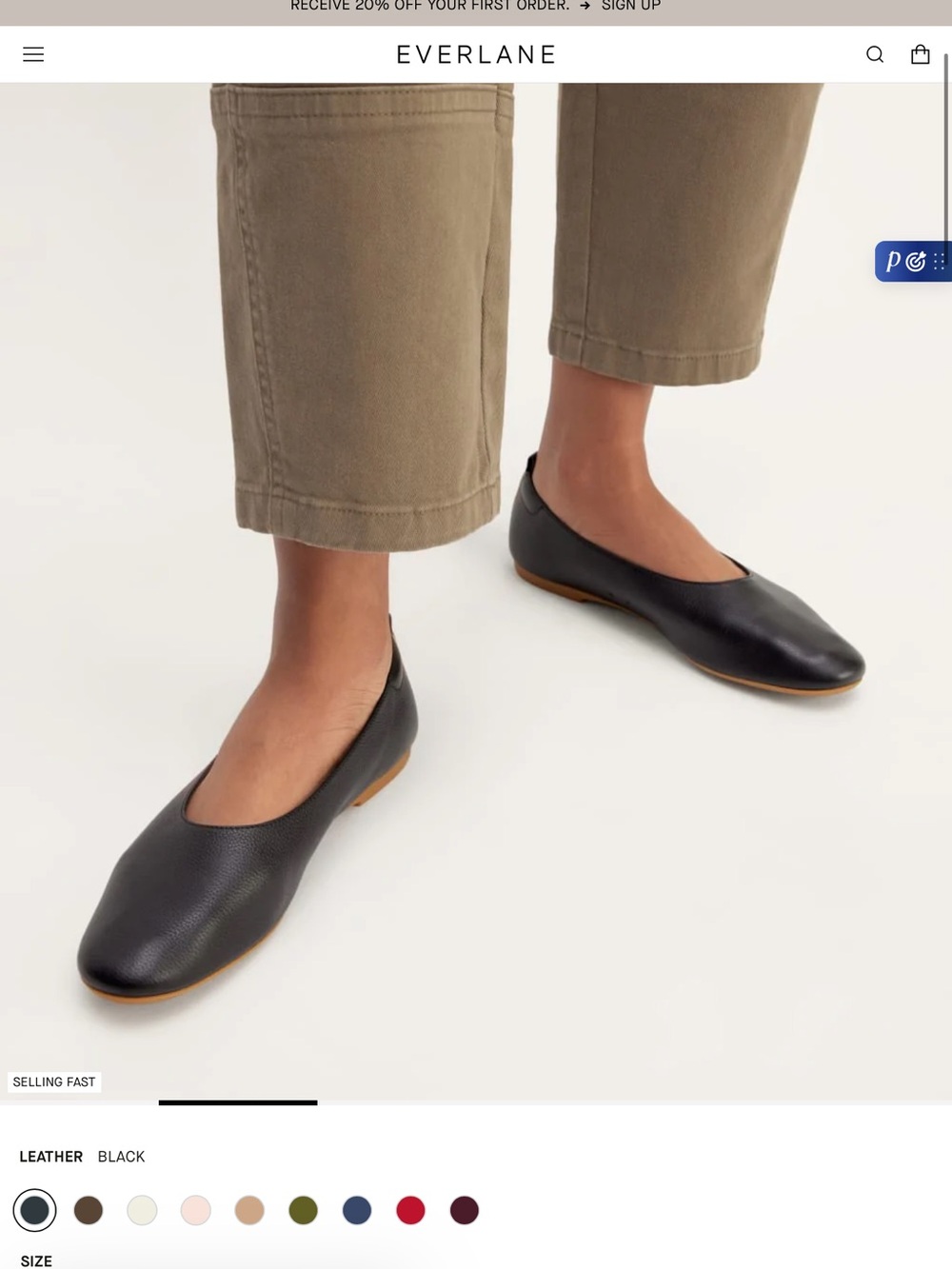 Everlane The Day Glove Leather Flats in Black Size 8 - Picture 2 of 6